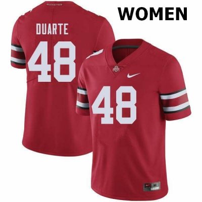 Women's Ohio State Buckeyes #48 Tate Duarte Red Nike NCAA College Football Jersey Style OOC0744DZ